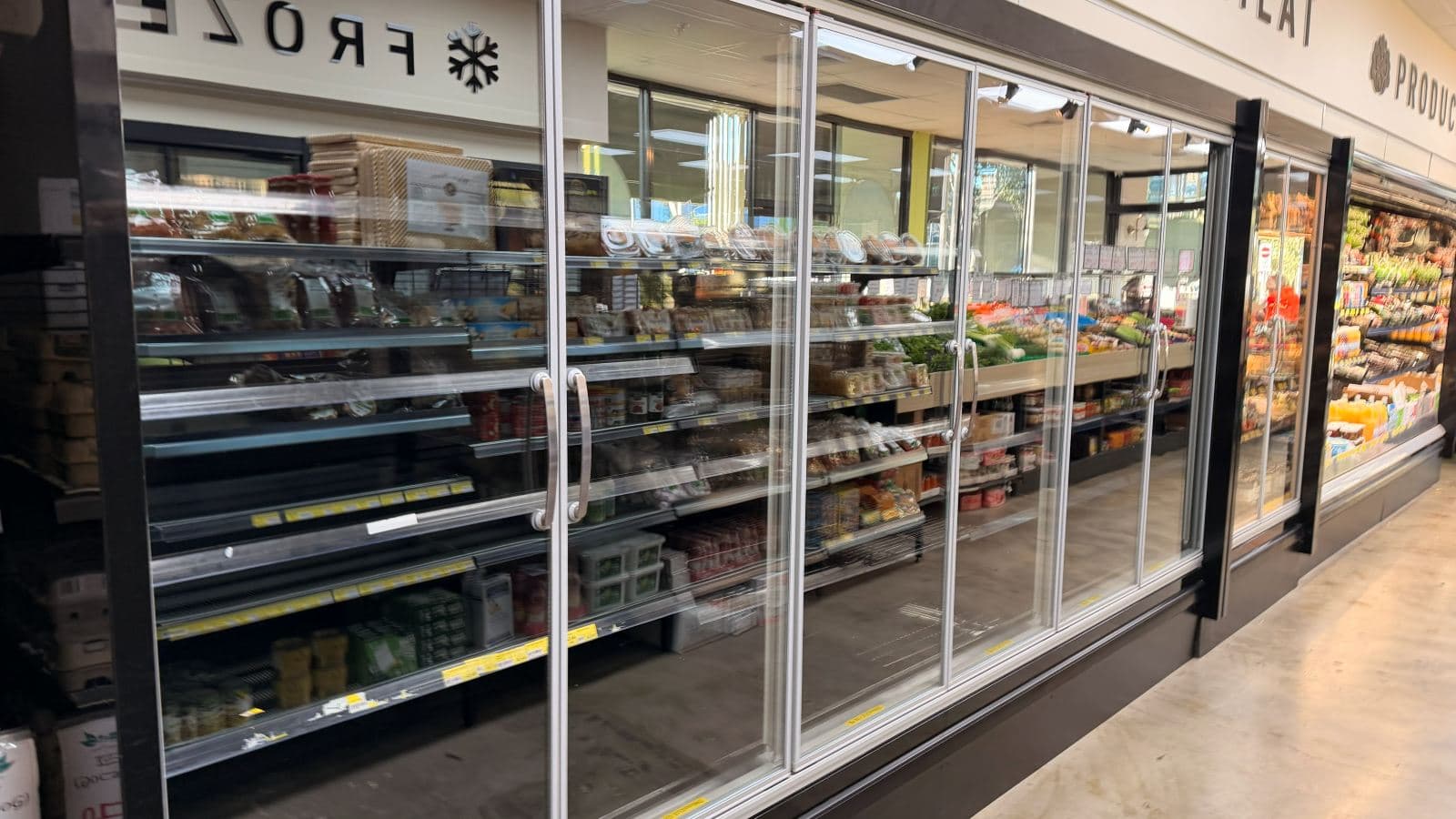Cleaned fridge glass at a Kings Langley supermarket