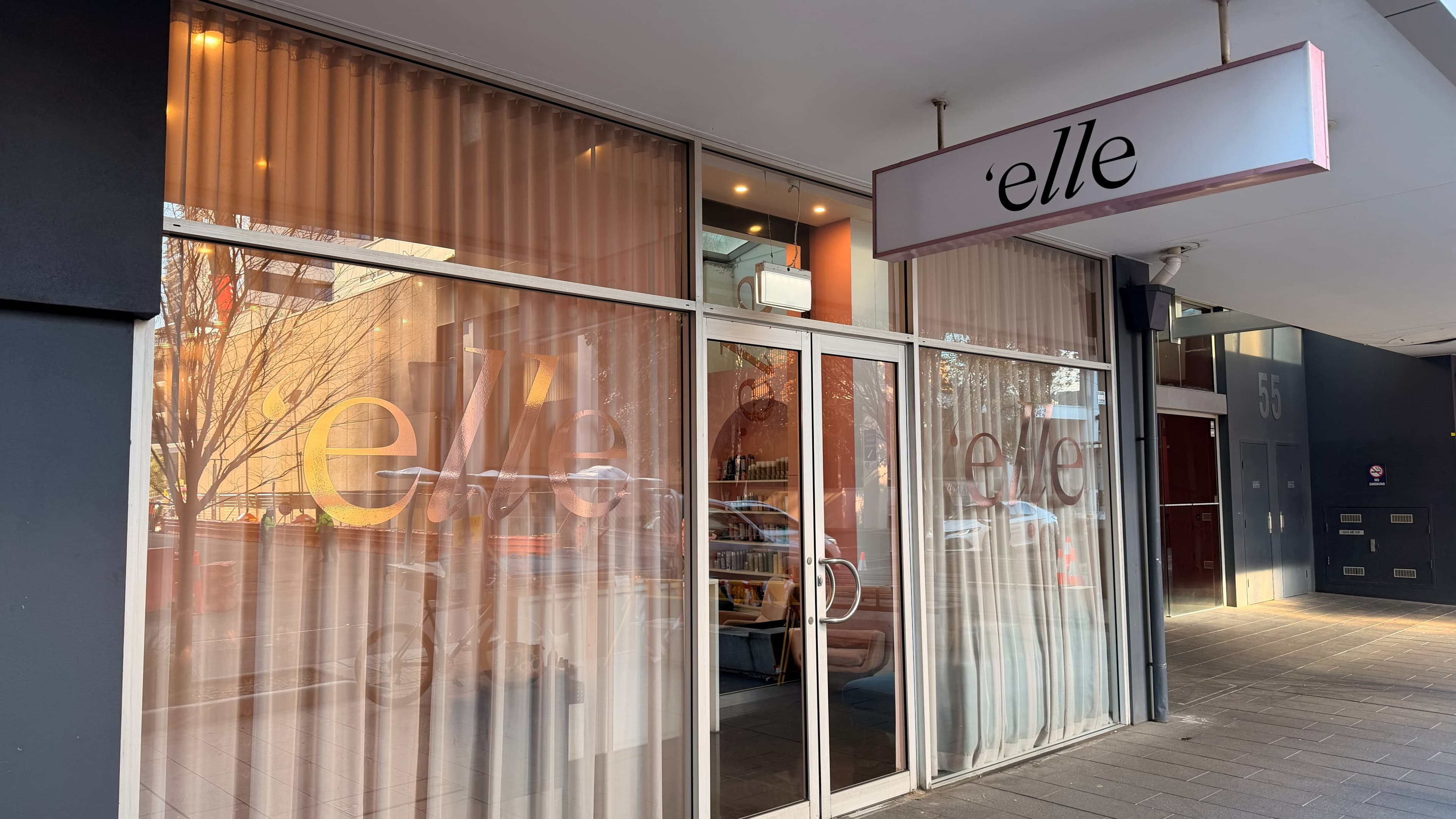 Cleaned shopfront glass at a Parramatta salon