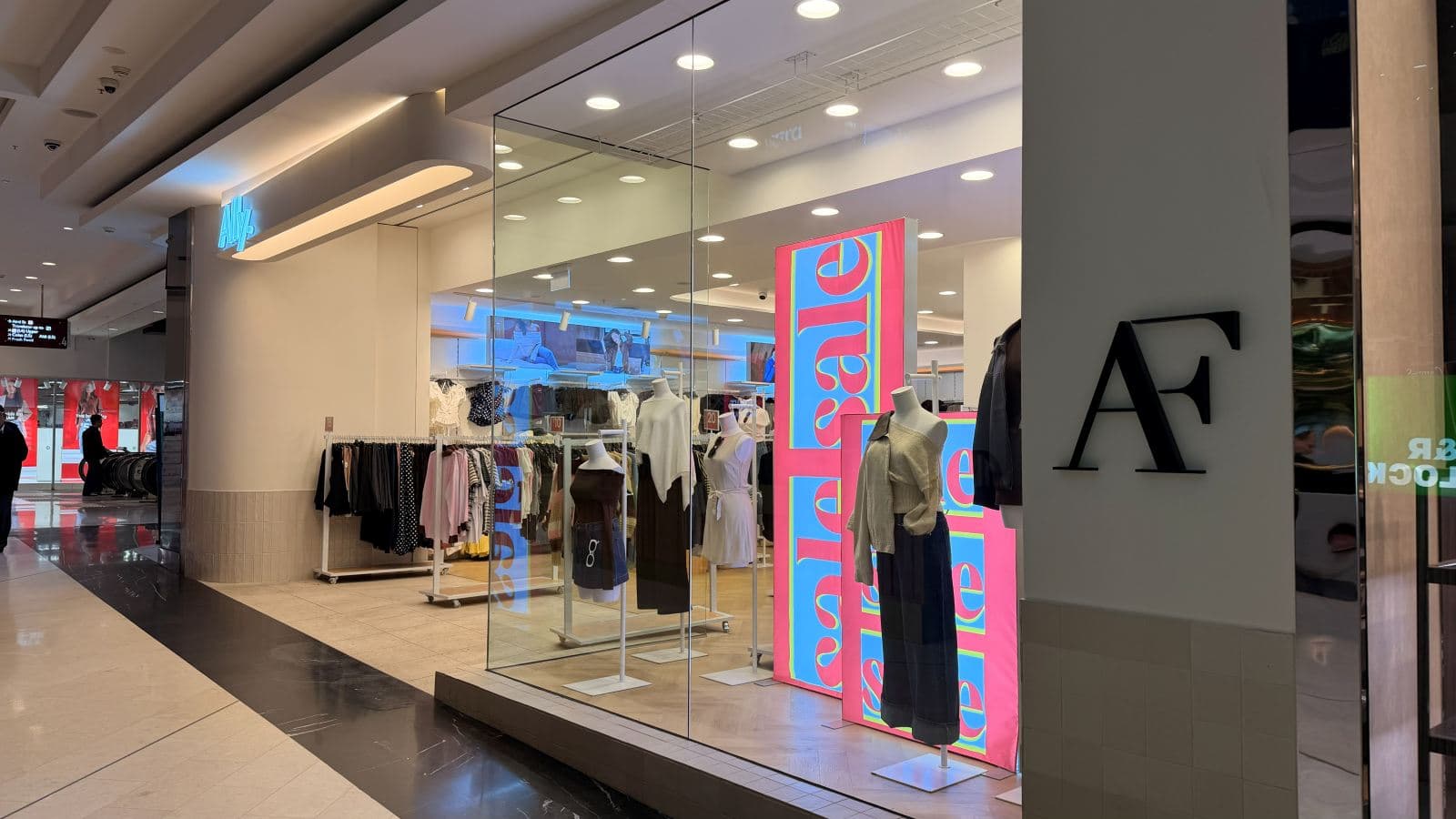 Cleaned shopfront glass at a Parramatta Westfield retailer