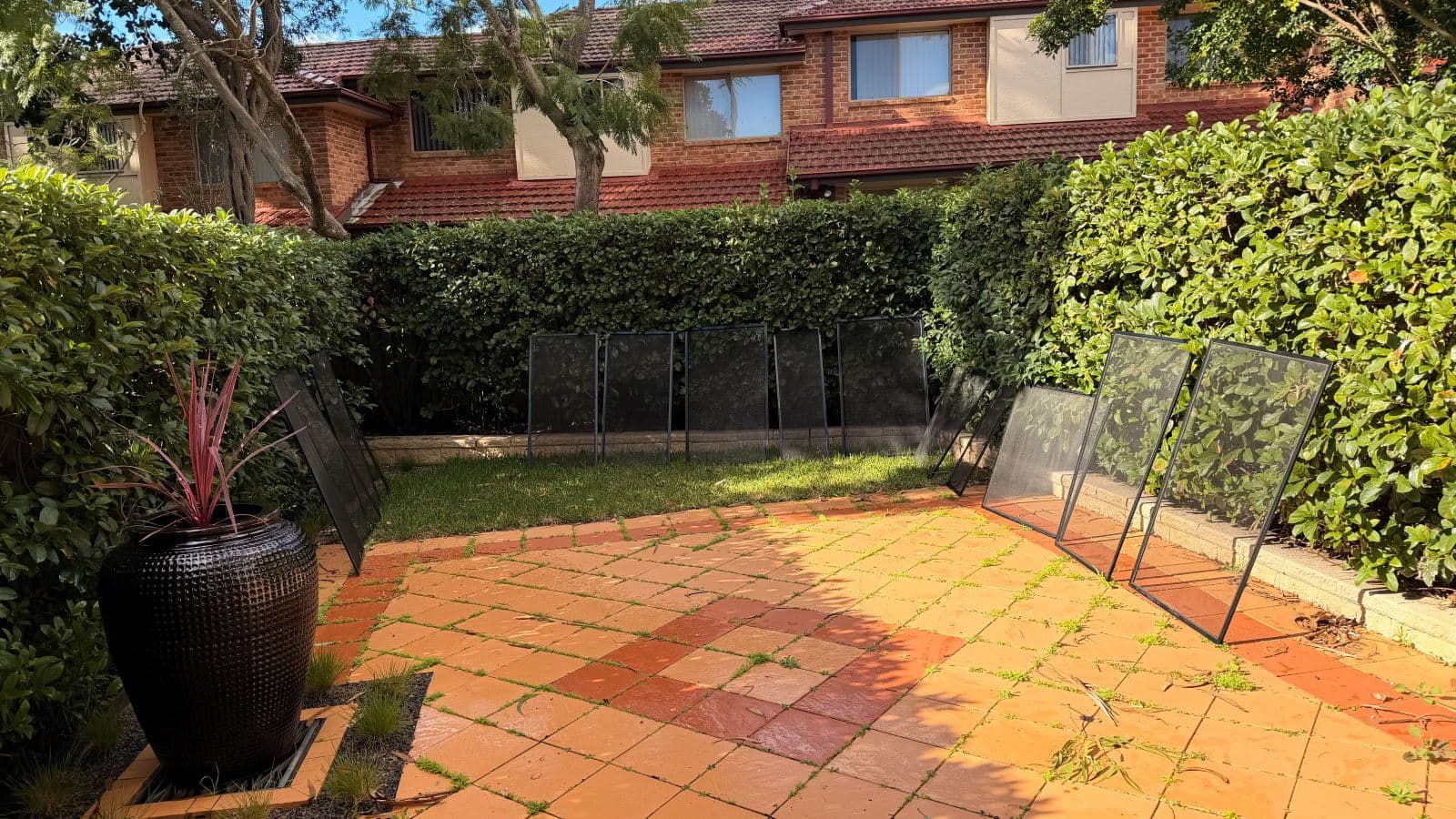 Flyscreens removed for cleaning at a Castle Hill home